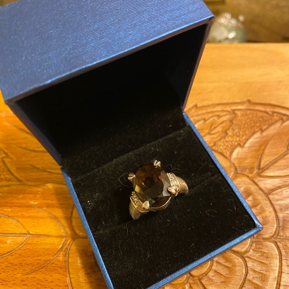 Judith Ripka Smokey quartz and CZs in Sterling Silver